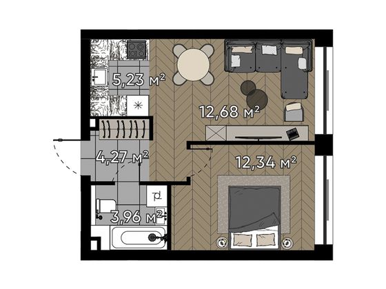 37,9 м², 2-комн. квартира, 3/20 этаж