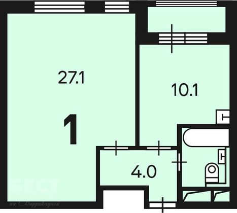 Продажа 1-комнатной квартиры 44,8 м², 14/16 этаж