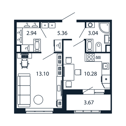 Продажа 1-комнатной квартиры 34 м², 12/12 этаж