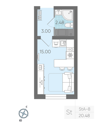 Продажа квартиры-студии 20,5 м², 11/20 этаж