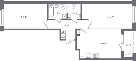 Продажа 2-комнатной квартиры 69 м², 4/15 этаж