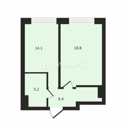 Продажа 1-комнатной квартиры 44,5 м², 7/23 этаж