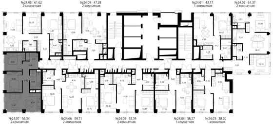 Продажа 2-комнатной квартиры 56,3 м², 24/48 этаж