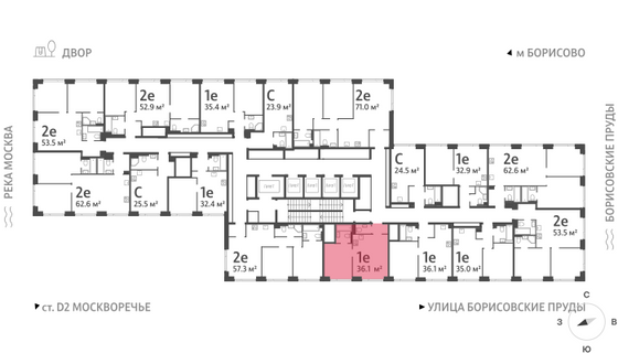 Продажа 1-комнатной квартиры 36,1 м², 38/52 этаж