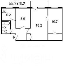 Продажа 3-комнатной квартиры 55,7 м², 5/5 этаж
