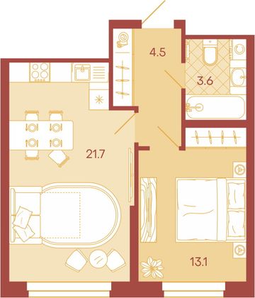 Продажа 2-комнатной квартиры 42,9 м², 9/18 этаж