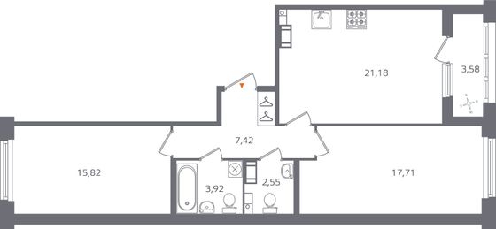 Продажа 2-комнатной квартиры 70,4 м², 4/10 этаж