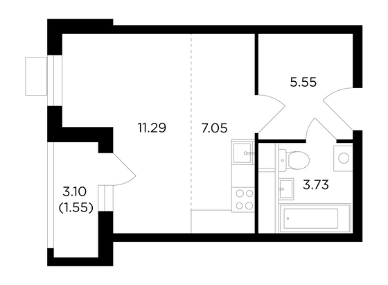 Продажа 1-комнатной квартиры 29,2 м², 6/8 этаж