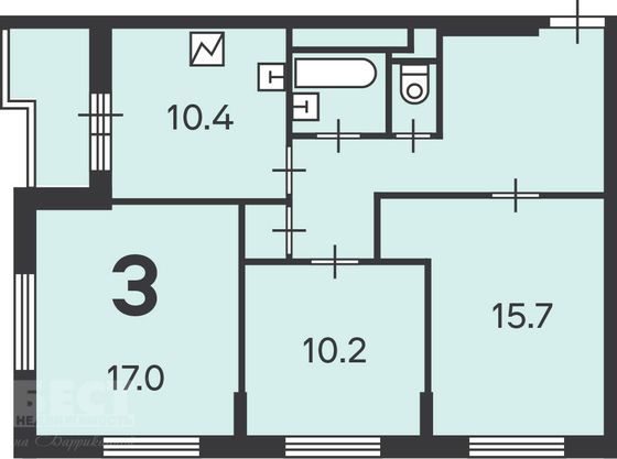 Продажа 3-комнатной квартиры 73 м², 3/26 этаж