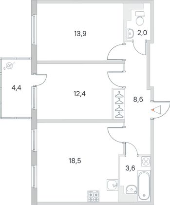 Продажа 2-комнатной квартиры 60,3 м², 2/4 этаж