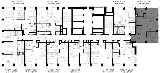 Продажа 2-комнатной квартиры 61,6 м², 16/48 этаж