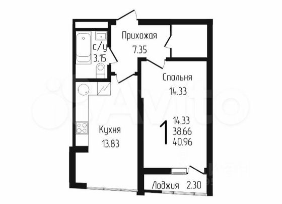 Продажа 1-комнатной квартиры 41 м², 7/17 этаж