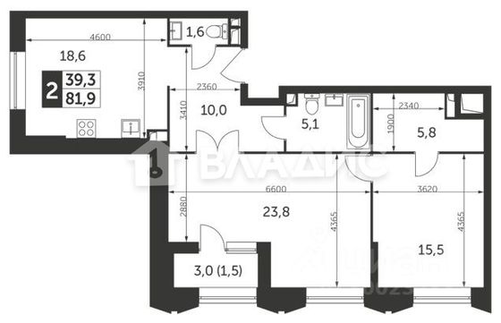 Продажа 2-комнатной квартиры 81,9 м², 21/38 этаж