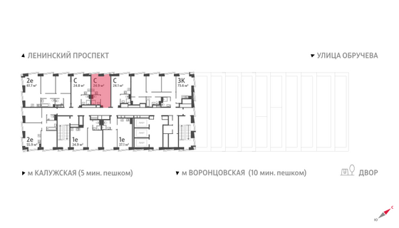 Продажа квартиры-студии 24,9 м², 35/58 этаж