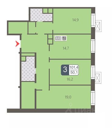 Продажа 3-комнатной квартиры 101 м², 11/28 этаж