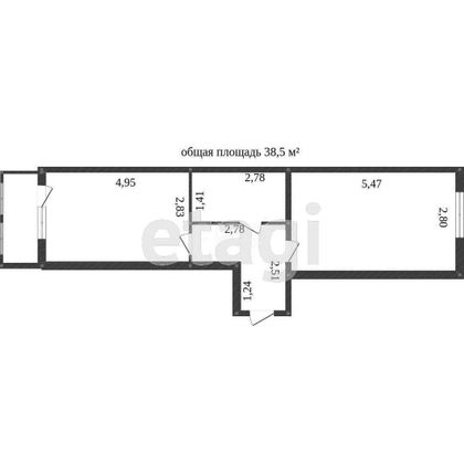 Продажа 1-комнатной квартиры 43,2 м², 3/5 этаж