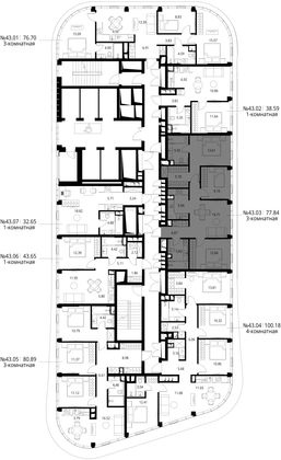 Продажа 3-комнатной квартиры 77,8 м², 43/49 этаж