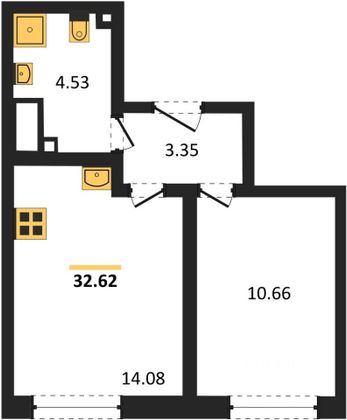 Продажа 1-комнатной квартиры 32,6 м², 9/26 этаж