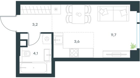 Продажа 1-комнатной квартиры 22,6 м², 5/36 этаж