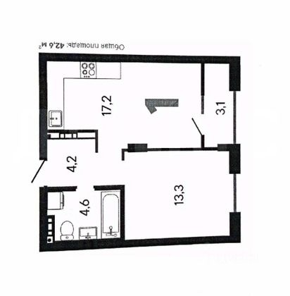 Продажа 1-комнатной квартиры 43 м², 6/28 этаж