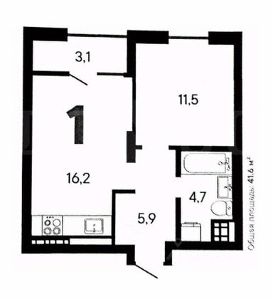 Продажа 1-комнатной квартиры 42 м², 7/28 этаж