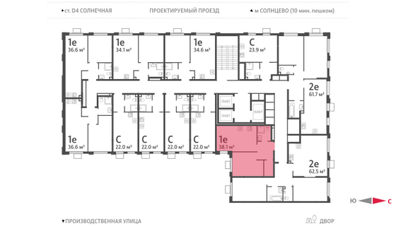 Продажа 1-комнатной квартиры 38,1 м², 13/24 этаж