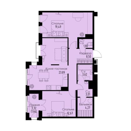 Продажа 2-комнатной квартиры 78,9 м², 4/11 этаж