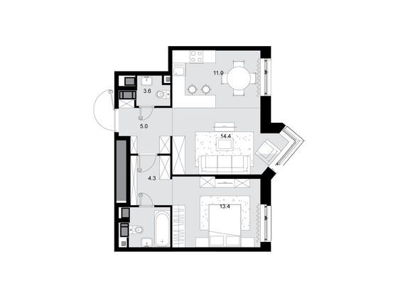 Продажа 2-комнатной квартиры 53,8 м², 26/28 этаж