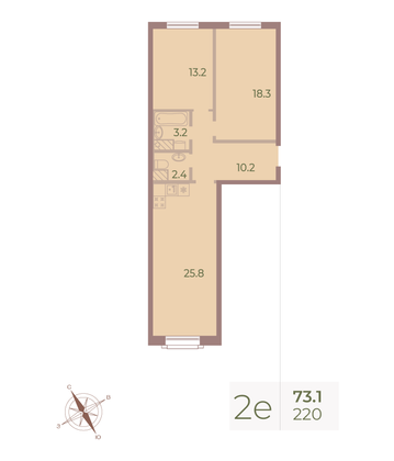 Продажа 2-комнатной квартиры 73,1 м², 9/9 этаж