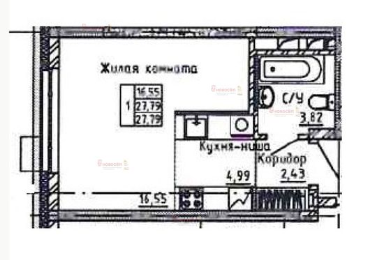 Продажа 1-комнатной квартиры 28 м², 8/11 этаж