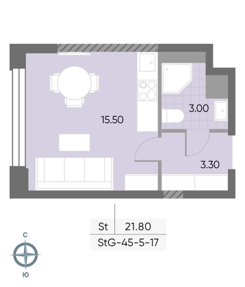 Продажа квартиры-студии 21,8 м², 14/30 этаж