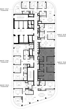 Продажа 3-комнатной квартиры 78,7 м², 46/49 этаж