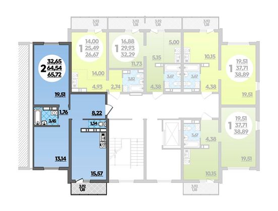 65,7 м², 2-комн. квартира, 9/9 этаж