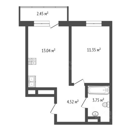 Продажа 1-комнатной квартиры 32,7 м², 5/20 этаж