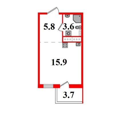 Продажа квартиры-студии 26 м², 4/16 этаж