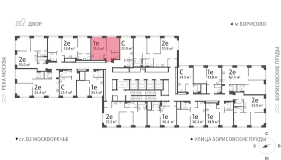 Продажа 1-комнатной квартиры 35,3 м², 24/52 этаж