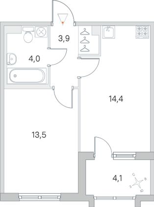 Продажа 1-комнатной квартиры 37,8 м², 2/5 этаж