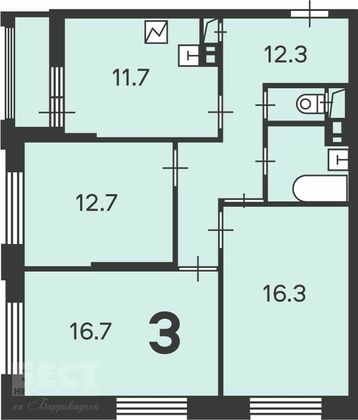 Продажа 3-комнатной квартиры 74,7 м², 4/23 этаж