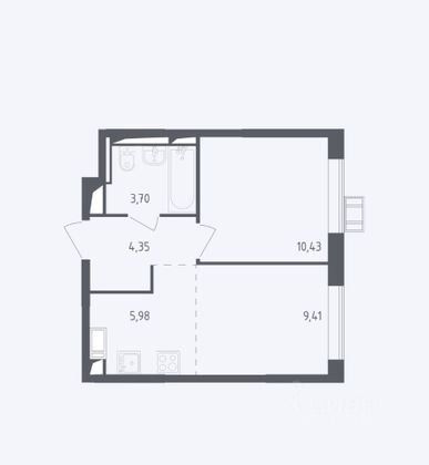 Продажа 2-комнатной квартиры 33,7 м², 16/17 этаж