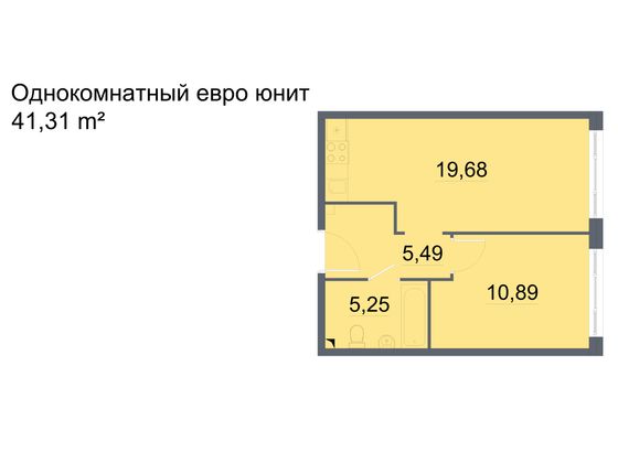 41,8 м², 1-комн. квартира, 2/24 этаж