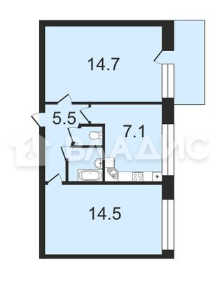 Продажа 2-комнатной квартиры 45 м², 3/5 этаж