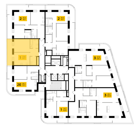 Продажа 1-комнатной квартиры 57,1 м², 8/19 этаж