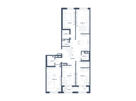 148,7 м², 4-комн. квартира, 11/11 этаж