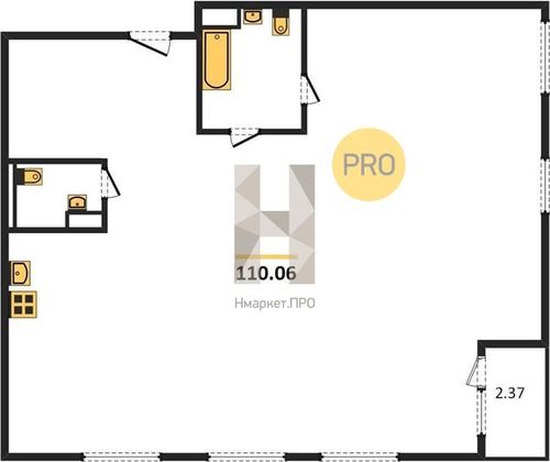 Продажа 1-комнатной квартиры 110,1 м², 16/25 этаж