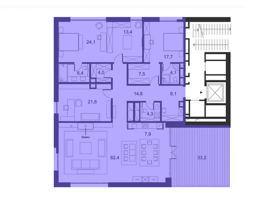 Продажа 4-комнатной квартиры 227,8 м², 5/5 этаж