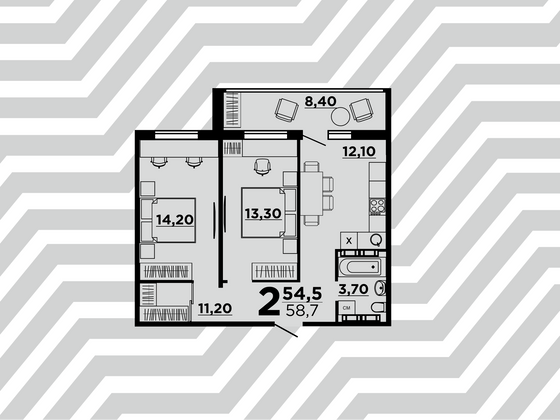Продажа 2-комнатной квартиры 58,7 м², 9/9 этаж