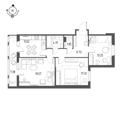 81,2 м², 3-комн. квартира, 8/10 этаж