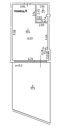 73,8 м², 1-комн. квартира, 2/2 этаж