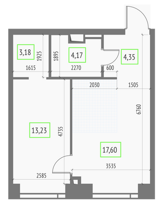 Продажа 1-комнатной квартиры 42,5 м², 19/57 этаж