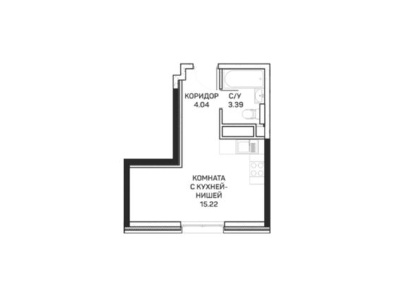 22,6 м², студия, 8/8 этаж